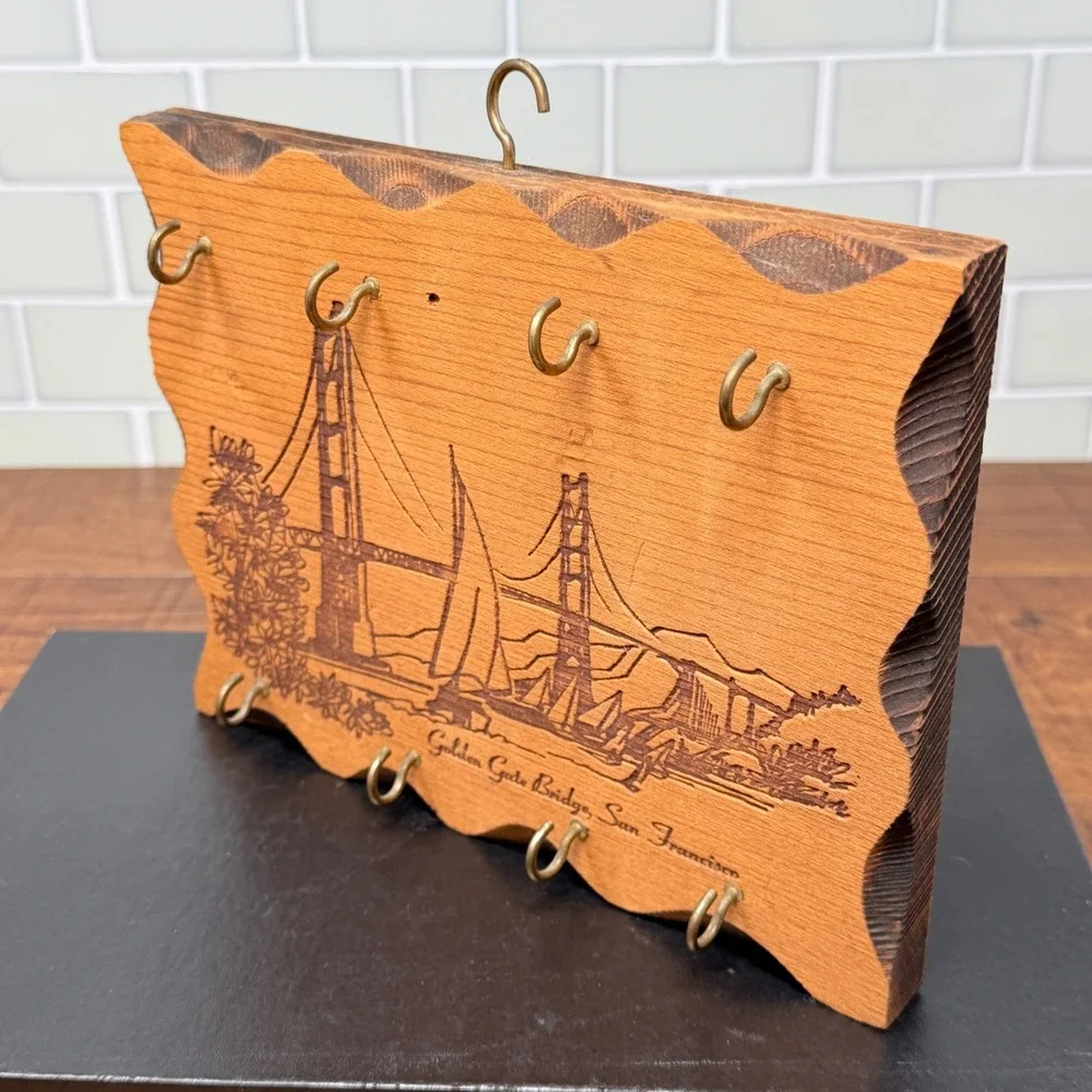 Vintage Redwood Golden Gate Bridge Key Holder Muir Woods‎